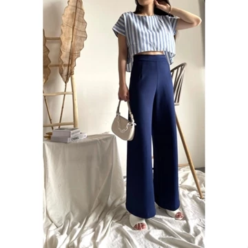 Chloebeautyshop Celana Kulot Panjang Highwaist Wanita