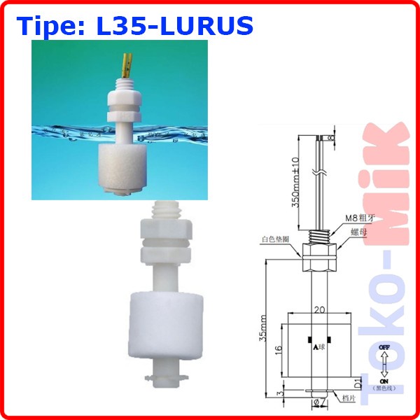 Jual WATER LEVEL FLOAT SWITCH SENSOR SAKLAR PELAMPUNG PERMUKAAN AIR ...