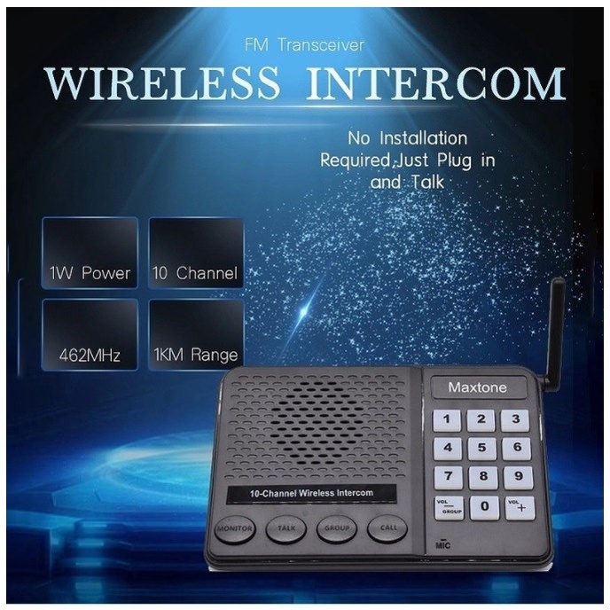 Jual Wireless Intercom 10 Channel Home Office Interkom - MAXTONE SK1210 ...