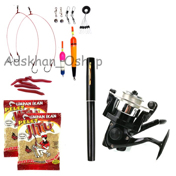 Jual Set Joran Pancing Pena Mini Spinning Reel Hitam Shopee Indonesia