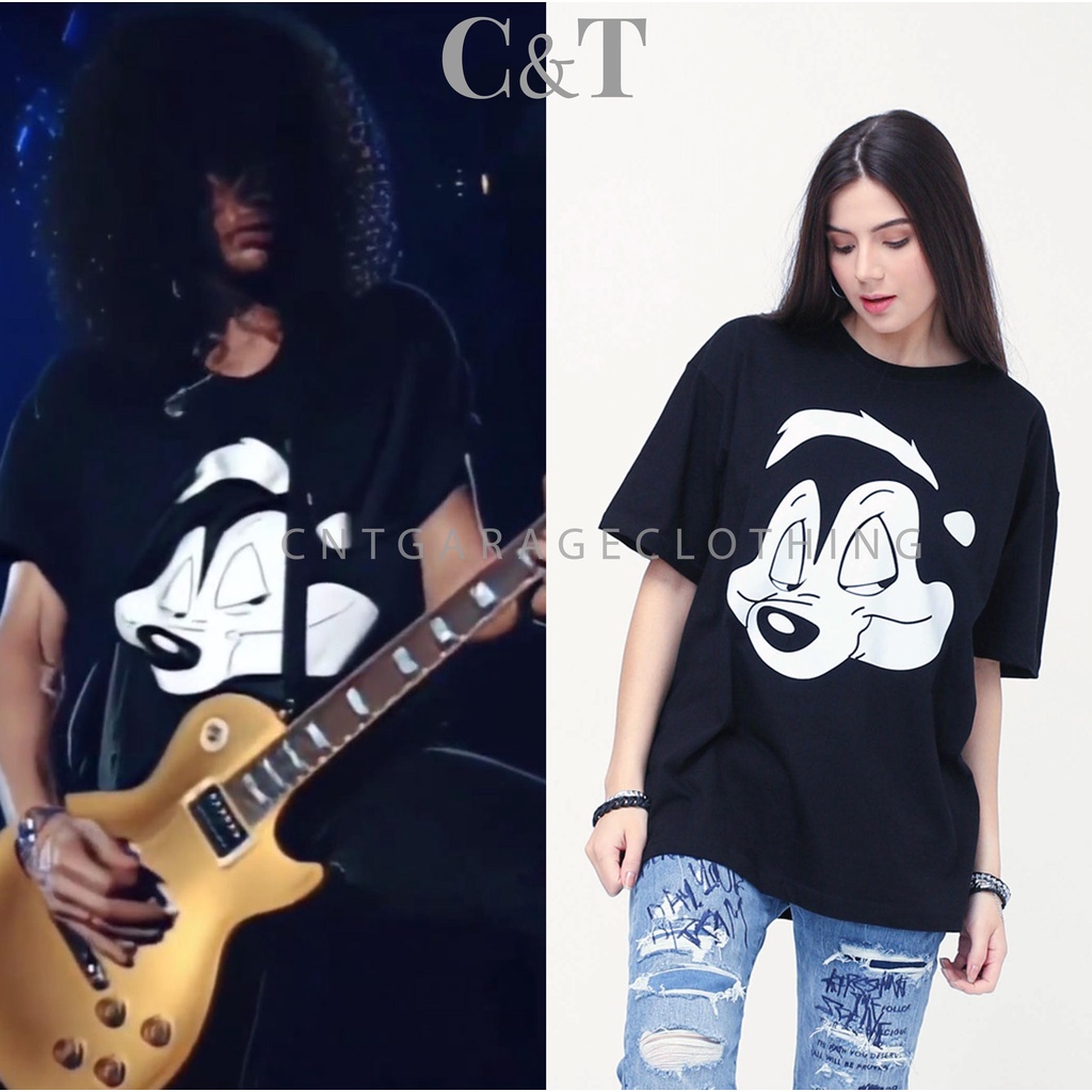 CNTGARAGECLOTHING GUNS N ROSES SLASH TSHIRT PEPE LE PEW GNR 103 SHIRT KAOS DISTRO SHIRTS