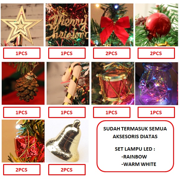 Jual Pohon Natal Mini Tinggi 30cm Lengkap Dengan Aksesoris & Lampu LED ...