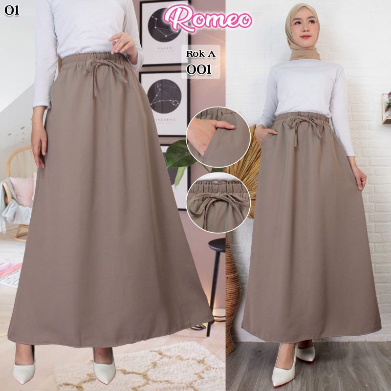 Jual Rok maxi wanita wol pich pinggang full karet minimalis / Rok A ...