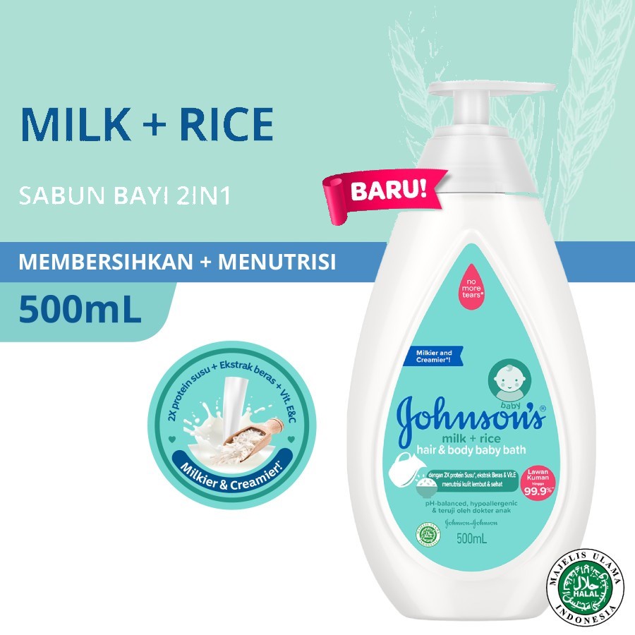 Jual Johnson's Baby Bath Milk + Rice 500ml | Shopee Indonesia
