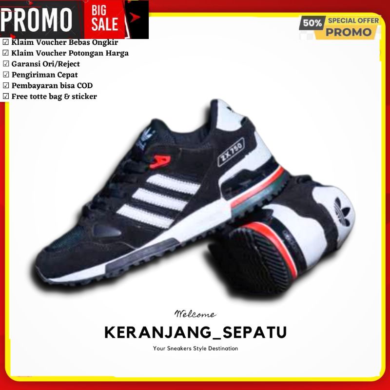 Jual ADIDAS ZX 750 BLACK WHITE RED ORIGINAL Shopee Indonesia