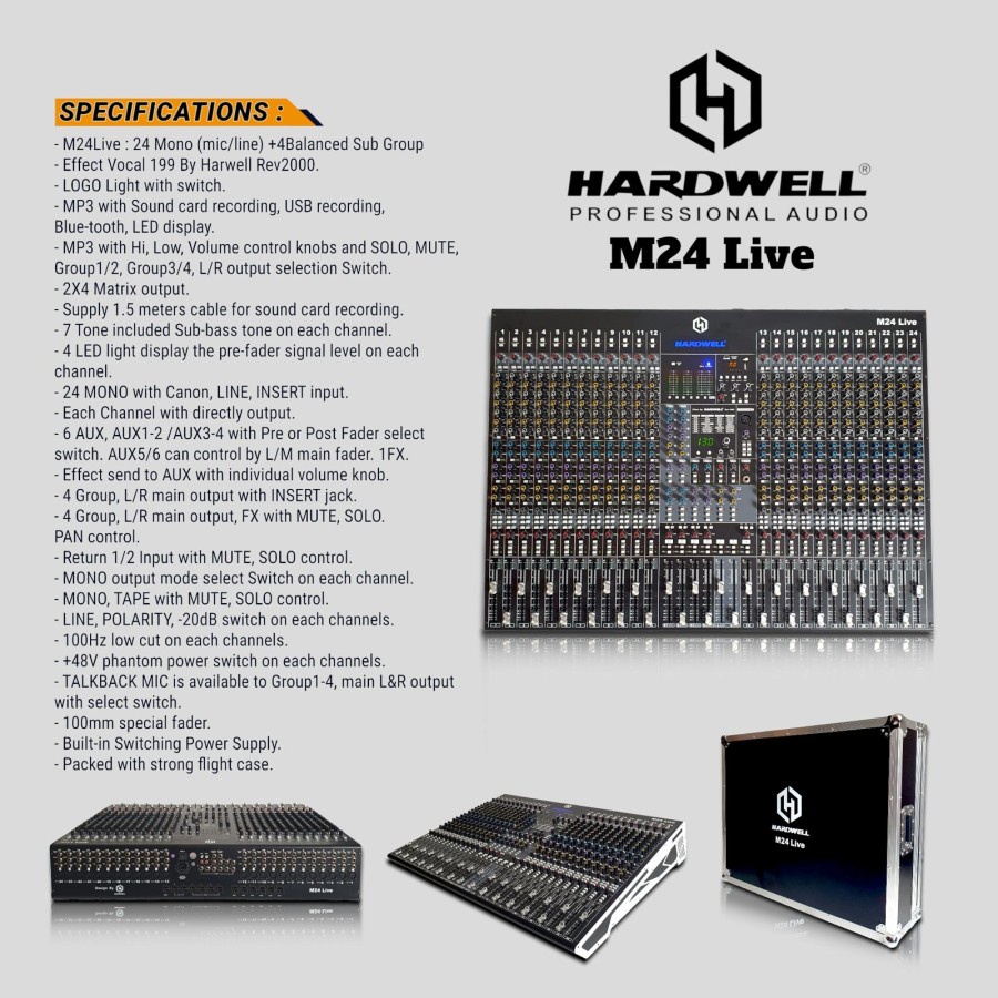 Jual MIXER AUDIO 24 CHANNEL HARDWELL M24 LIVE MIXER AUDIO 24 CHL M24 ...