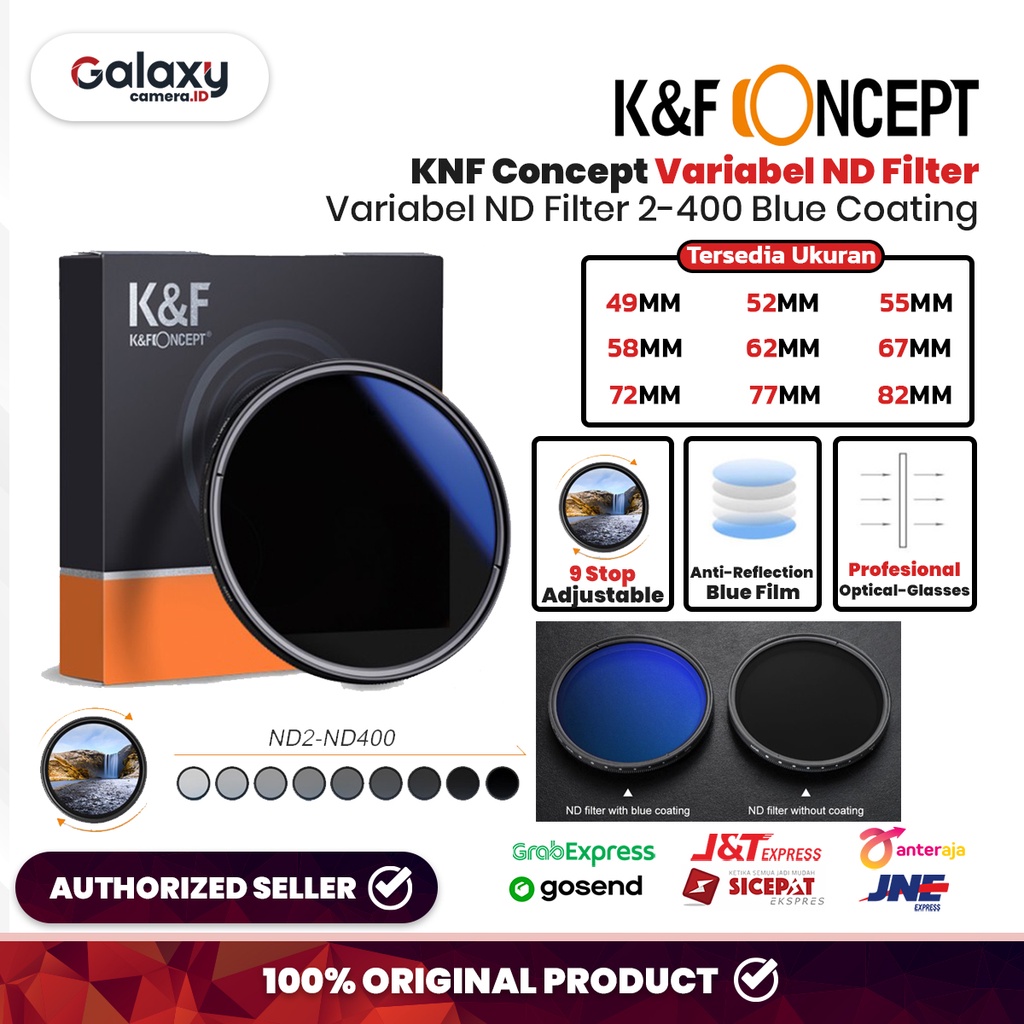 Jual K&F Concept Filter Variable ND 2-400 Blue Coat KNF Concept ...