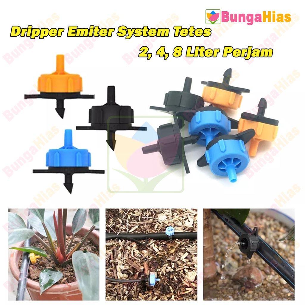 Jual Dripper Emiter 2 4 8 L/H PC Drip System Tetes Selang PE Irigasi ...