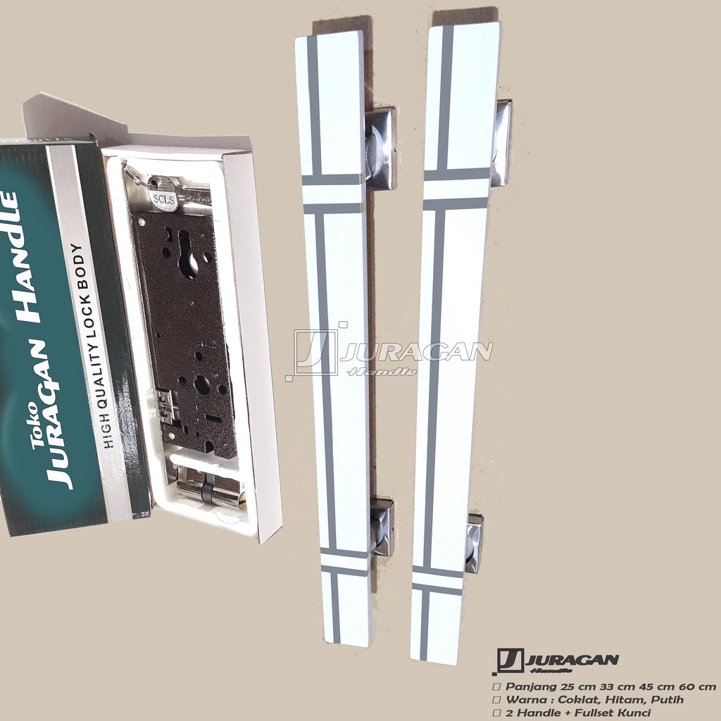 Jual handle pintu putih 45 cm dan body kunci pegangan pintu minimalis ...