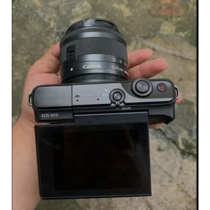 Jual kamera Mirrorless Canon M10 komplit dus banyak bonus Shopee