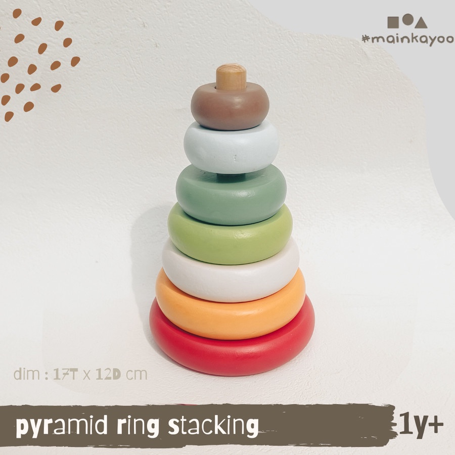 Jual wooden pyramid ring stacking -premium big size, mainan kayu ...