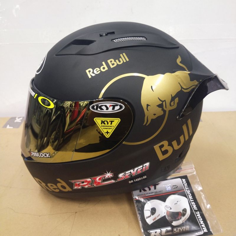 Jual Helm Full Face KYT R10 Hitam Glossy Custom REDBULL | KYT R10 /Helm