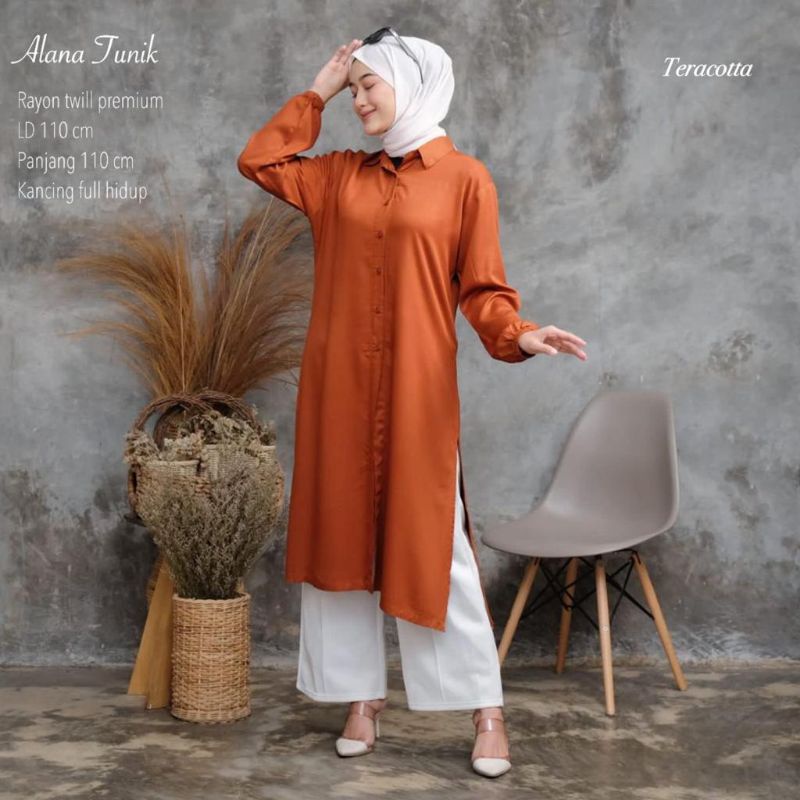 Jual Long Tunik Rayon Twill ALANA TUNIK Shopee Indonesia