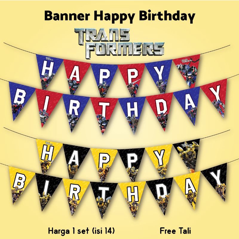 Jual BANNER TRANSFORMERS HAPPY BIRTHDAY BUMBLEBEE OPTIMUS PRIME KARTUN ...