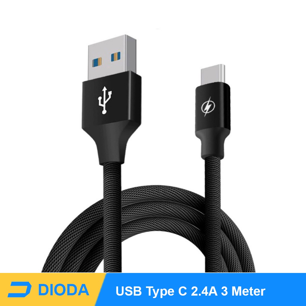 Jual Liquid Soft Kabel Charger USB Type C 2.4A 3 Meter | Shopee Indonesia