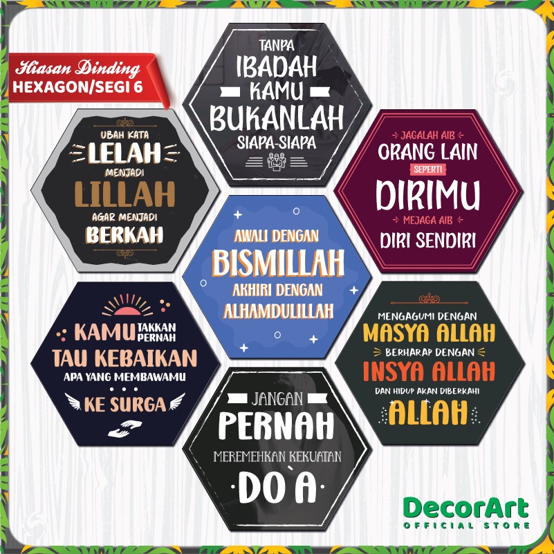 Jual Decorart Dekorasi Hiasan Dinding Segi 6 Hexagonal Tema Motivasi