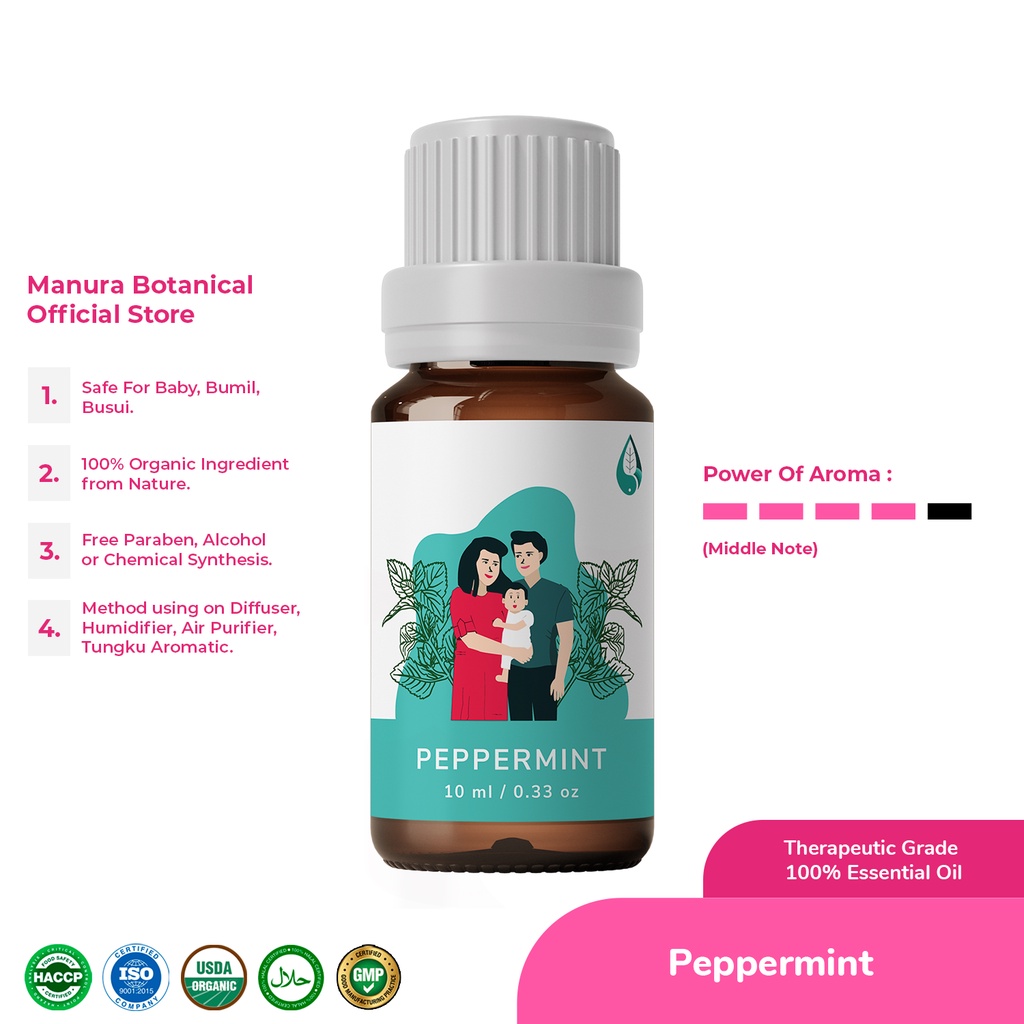 Jual Peppermint Manura Essential Oil Diffuser Humidifier Aromatherapy Certified Organic