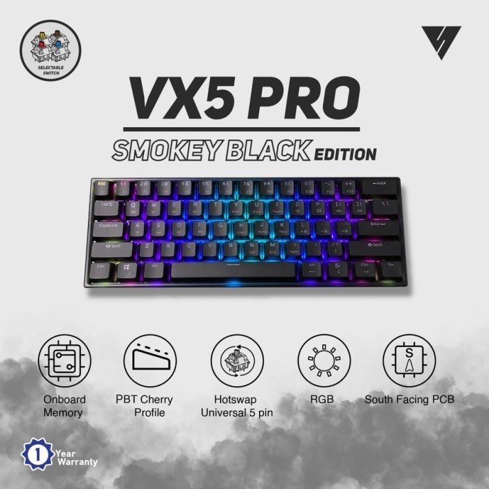 Jual Vortex Series VX5 Pro Smokey RGB Hotswap - Mechanical Keyboard ...