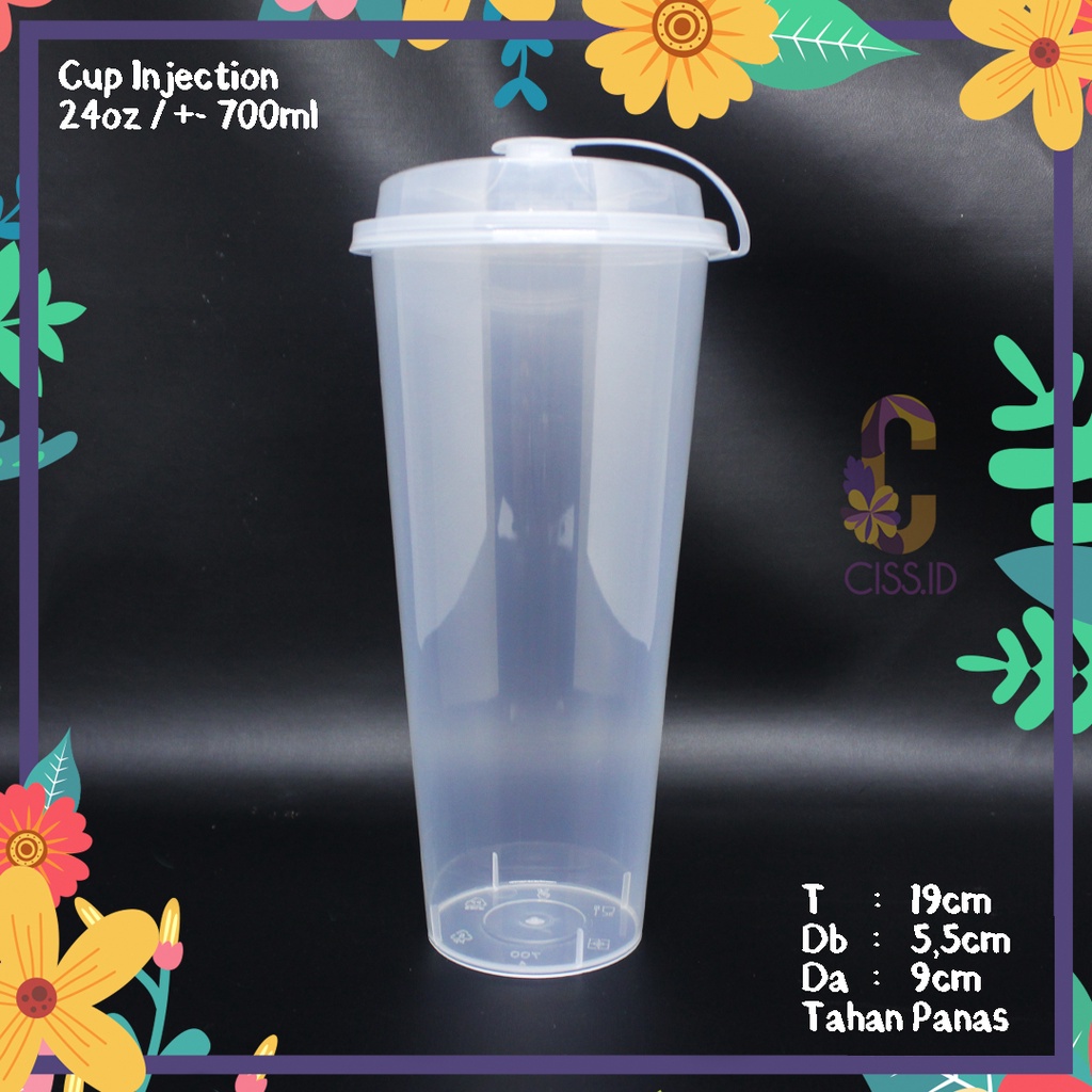 Jual GELAS PLASTIK CUP INJECTION 24OZ 700ML VICTORY SATUAN INCLUDE ...