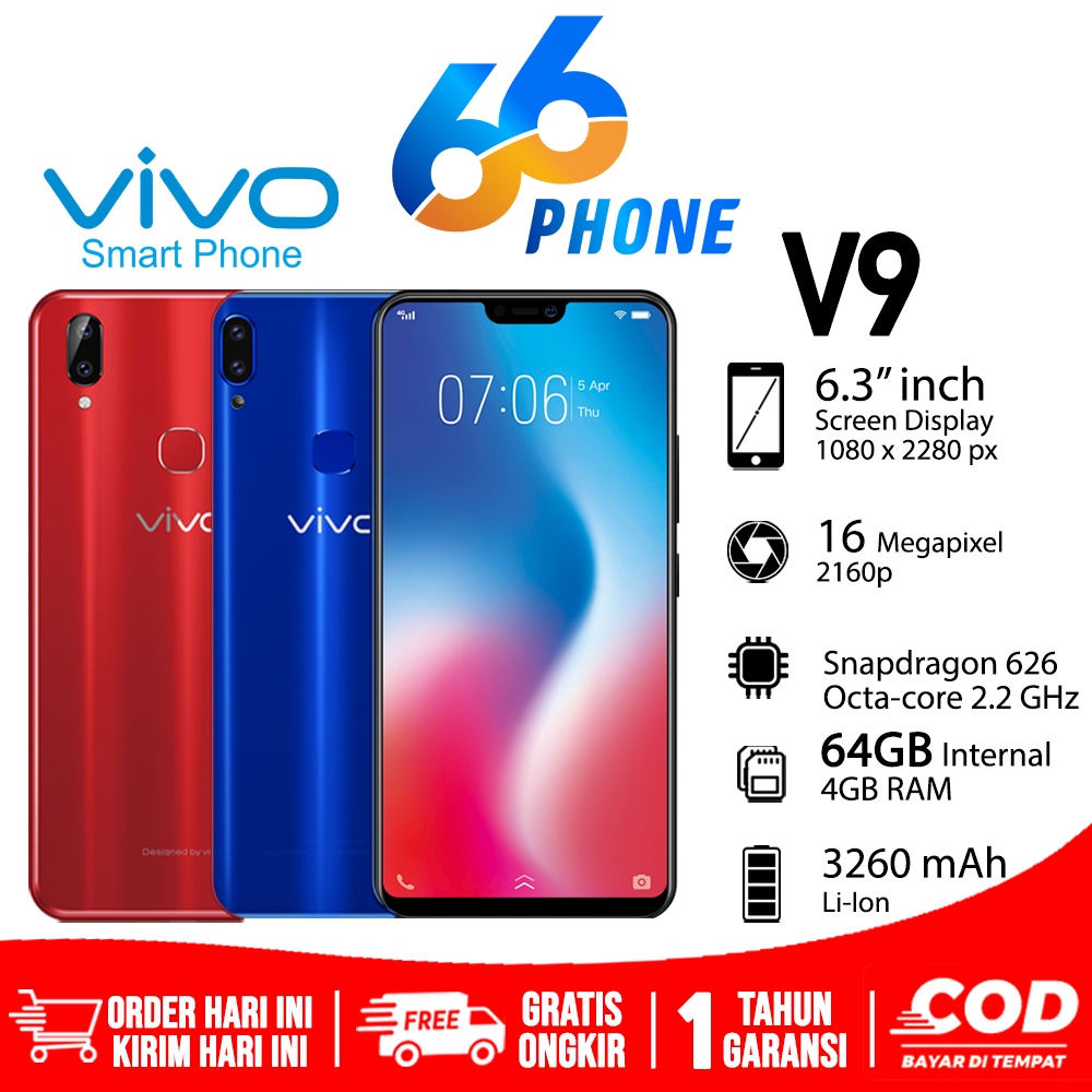 Jual VIVO V9 4/64GB LIKE NEW BERGARANSI ORI 100% MULUS NORMAL FULLSET ...