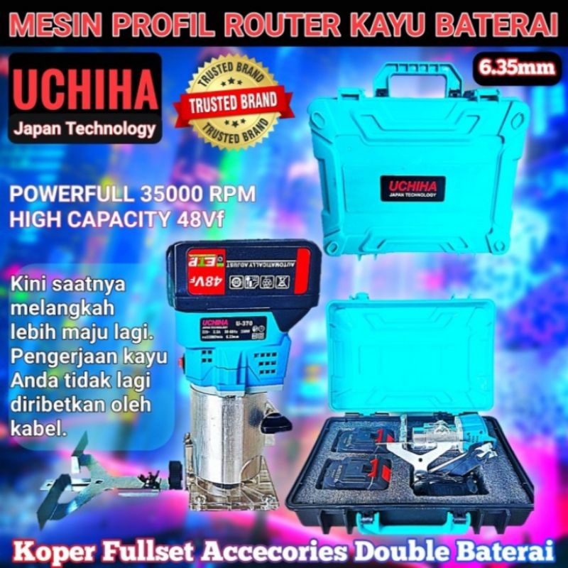 Jual Mesin Profil Router Trimmer Kayu Batrai Cordless Mm Uchiha Japan Technology Ak Shopee