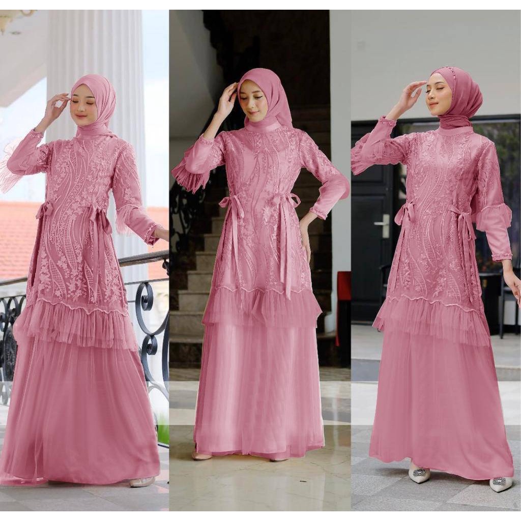 Jual MAXY DRESS LESTYA PAKAIAN MUSLIM WANITA PESTA KONDANGAN MEWAH