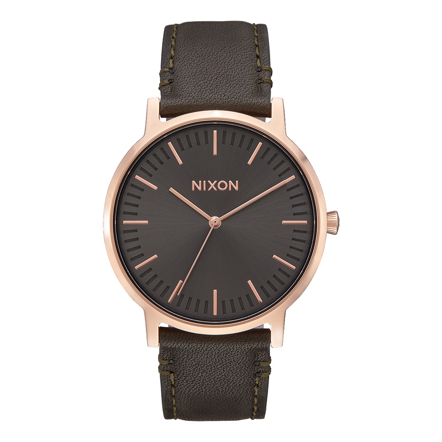 Nixon - Porter Leather 40mm Green Ombre / Black - Orologio Uomo