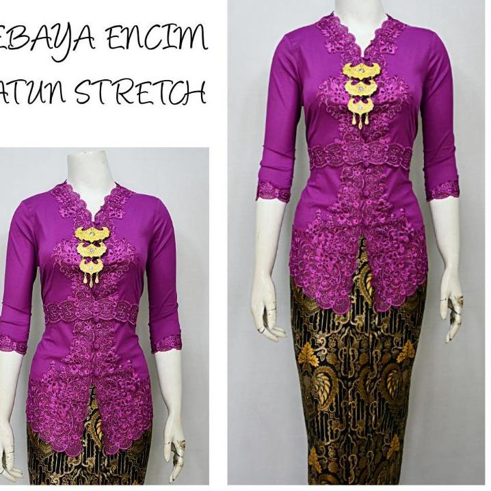 Jual Exclusive Indah Kebaya Encim Modern Lengan Bordir Senada Katun