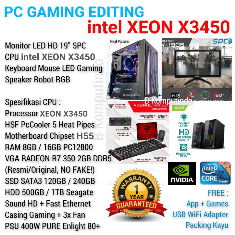 Jual Paket Pc Gaming Editing Intel Xeon X Vga Gb Ddr Ssd Hdd Lengkap Siap Pakai