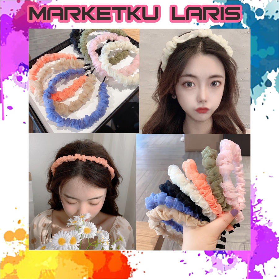 Jual MKL Bando Scrunchie Transparant Korea Serut Headband Bandana