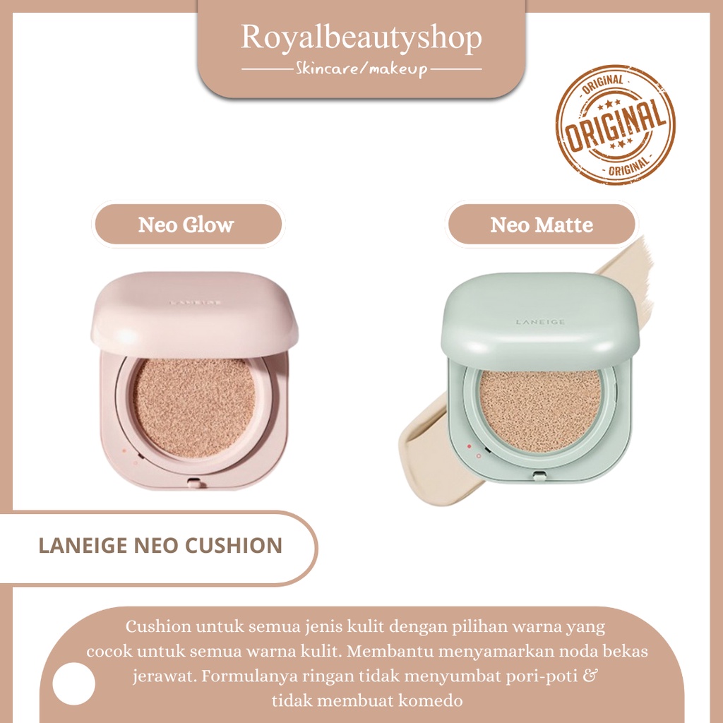 Jual Laneige Neo Cushion Glow / Neo Cushion Matte FULL SET 15g*2 / NEW