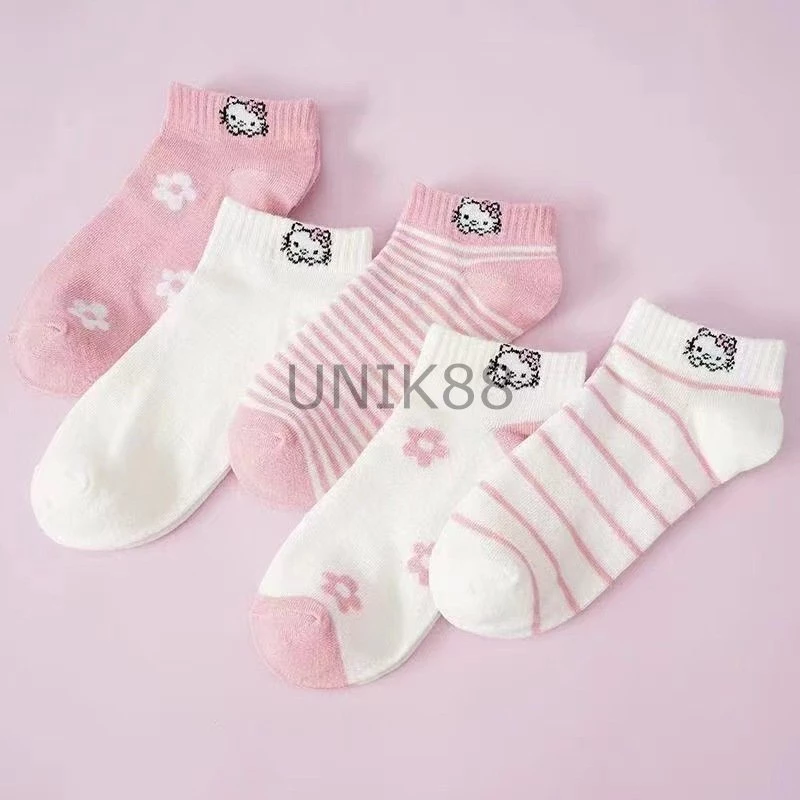 [UNIK99] Kaos Kaki Wanita Fashion Motif KT KITTY Kaoskaki Pendek Semata Kaki Korea Import | AutoStock