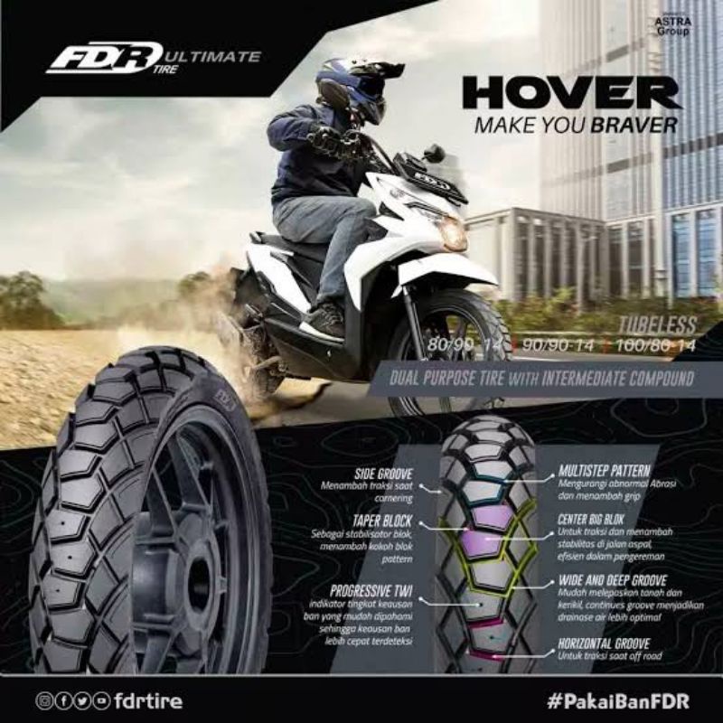 Jual BAN tubled Semi rimba Hover intermediet compound FDR ring 14 80/90 ...