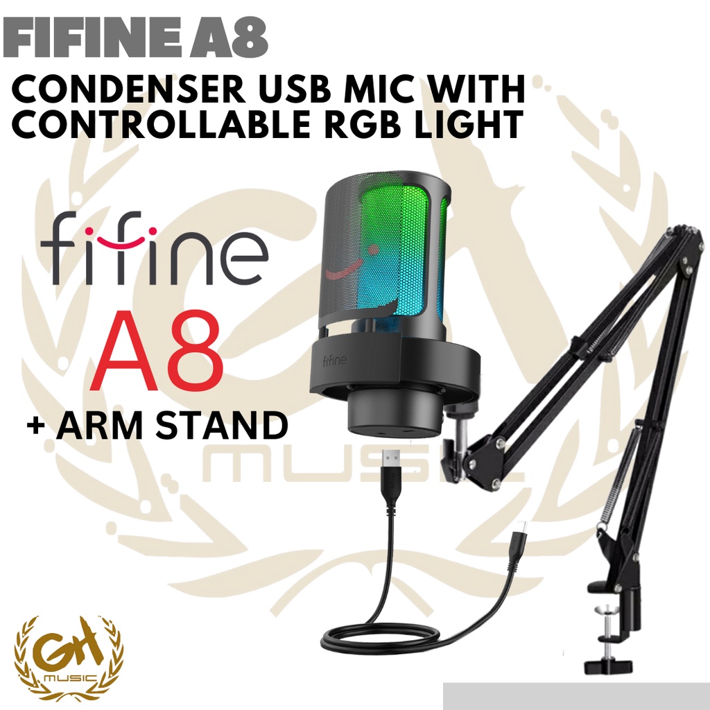 Jual FIFINE AMPLIGAME A8 CONDENSER USB MIC RGB LIGHT FOR GAMING LIVE ...