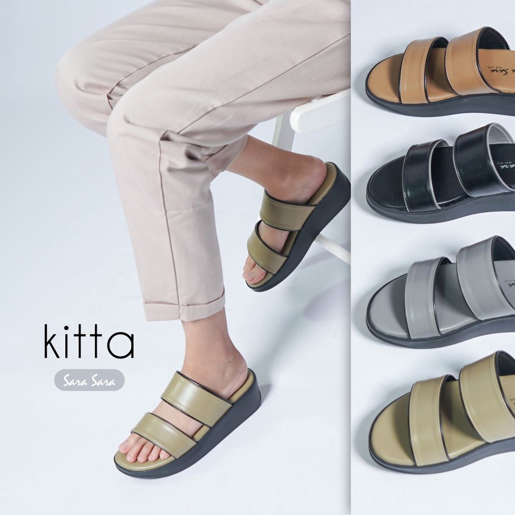 Jual Sara Sara KITTA Sendal Wedges Wanita Tali Dua Trendy Sendal Tinggi ...