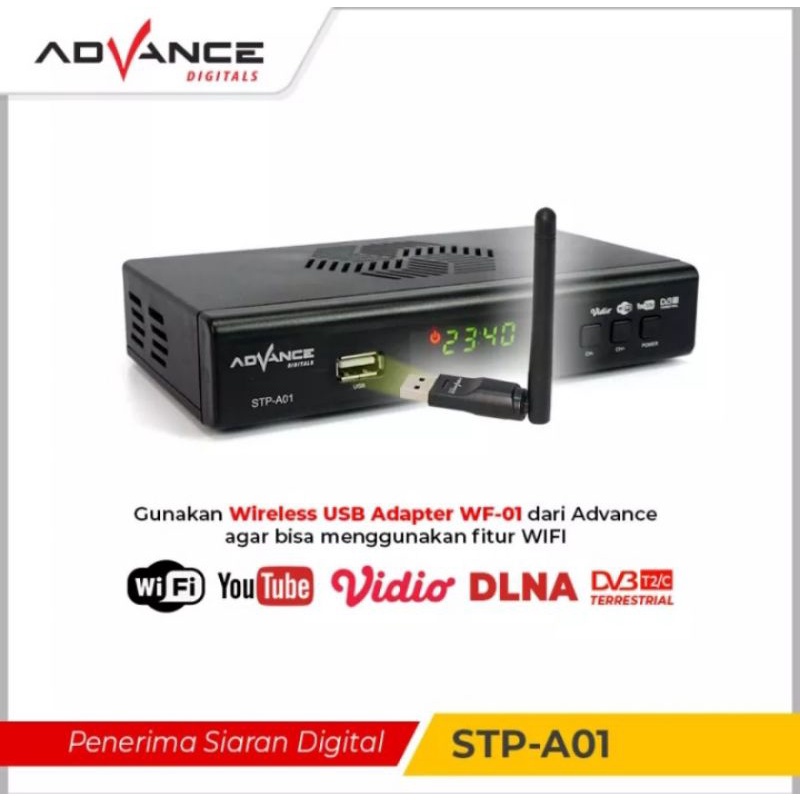 Jual SET TOP BOX TV DIGITAL ADVANCE DVB T2 EWS UHF HD SET BOX TV ANALOG
