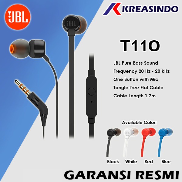 Jual JBL T110 Earphone Headset Original Garansi Resmi IMS Shopee Indonesia