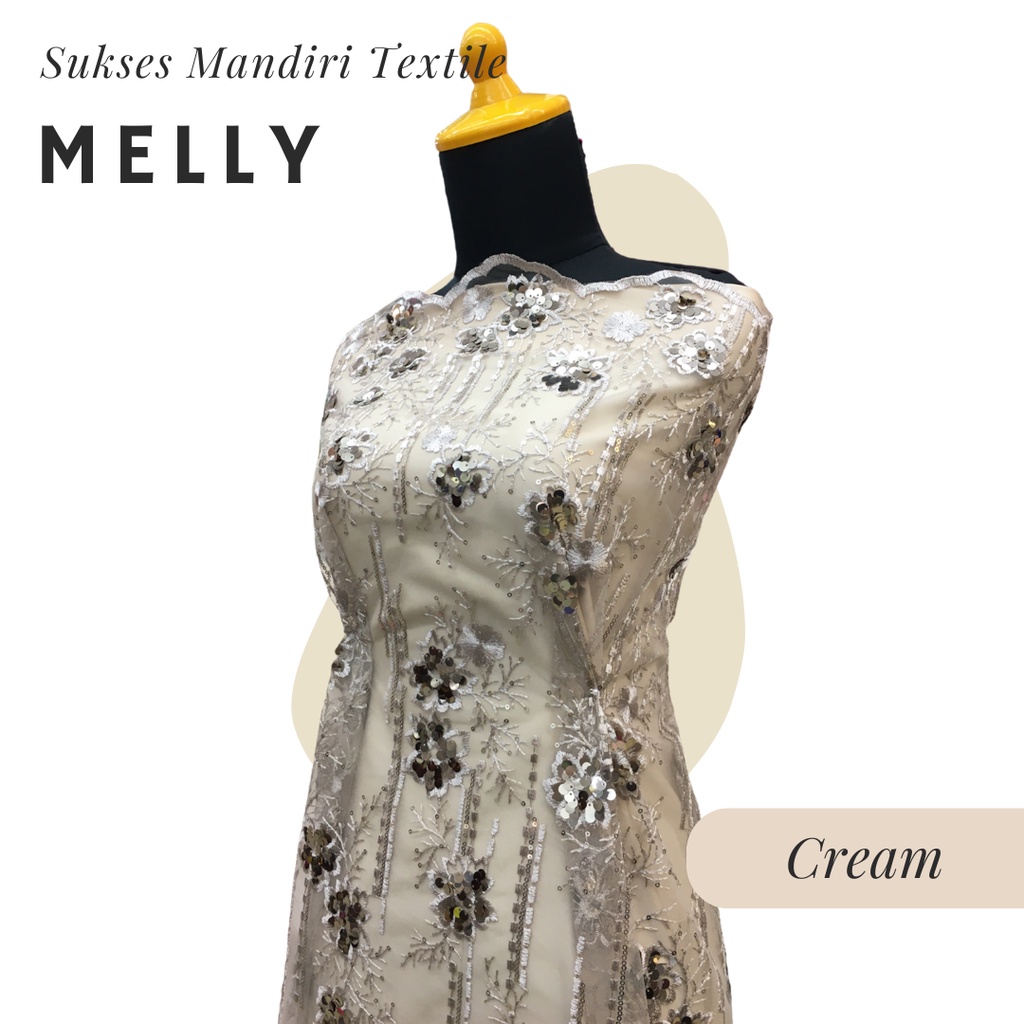 Jual [MELLY] Brokat Brukat Tile Premium Mewah Warna Cream Krem | Harga