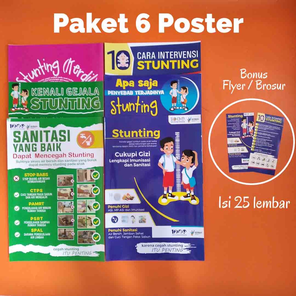 Jual Paket Poster Stunting Dan Brosur Brosur Kesehatan Flyer Stunting Poster Kesehatan