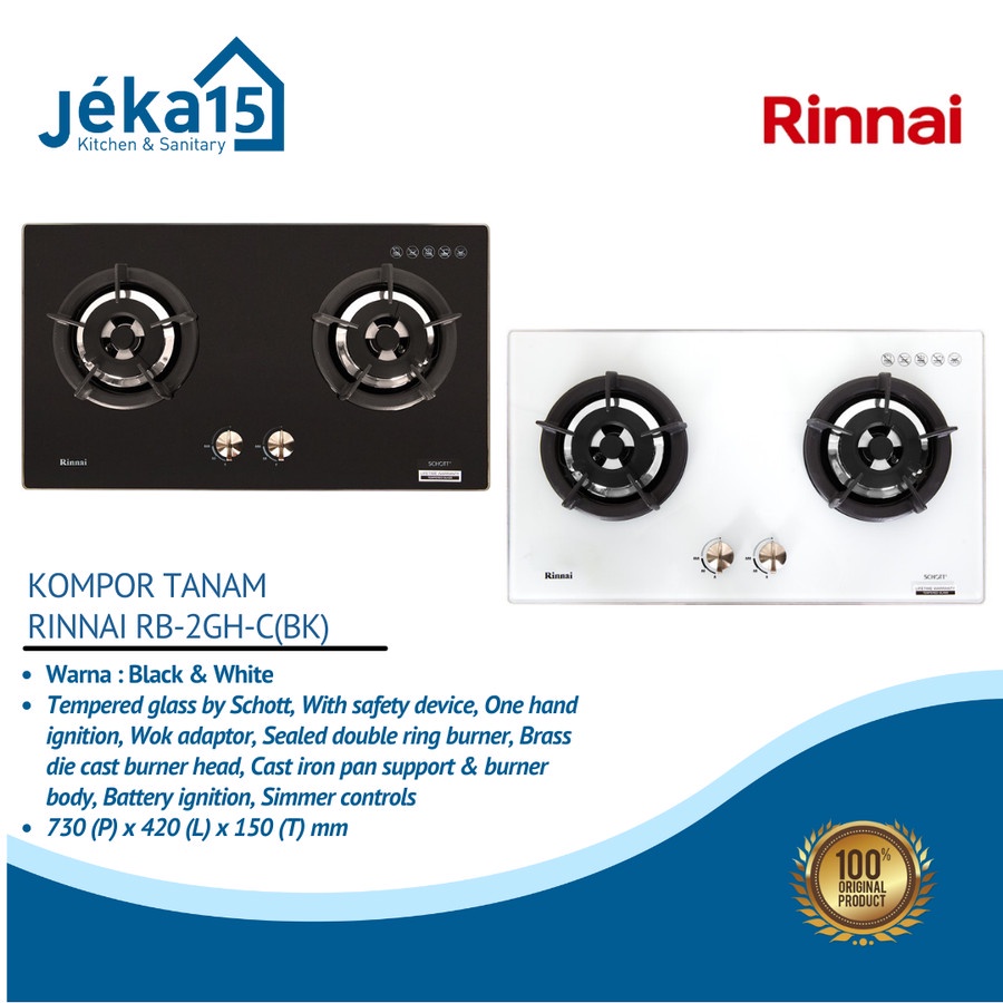 Jual Rinnai RB-2GH-C (BK)/(OW) Kompor Gas Tanam 2 Tungku | Shopee Indonesia