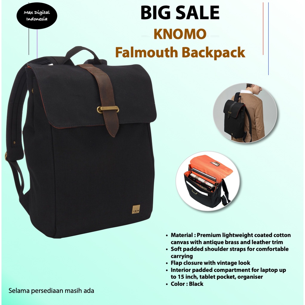 Jual KNOMO Falmouth Backpack Black Shopee Indonesia