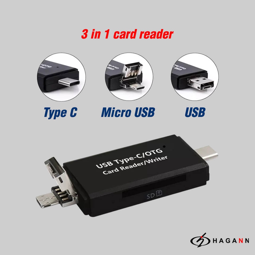 Jual Card Reader Micro SD / SD Card Rider Micro USB / USB / Type C OTG ...