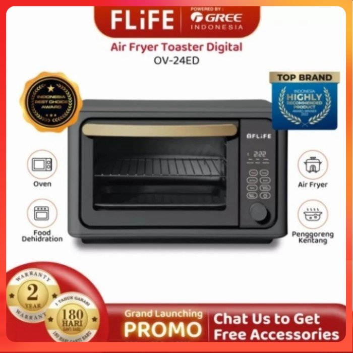 Jual Digital Air Fryer Toaster Oven Listrik FLiFE OV24ED - Oven ...