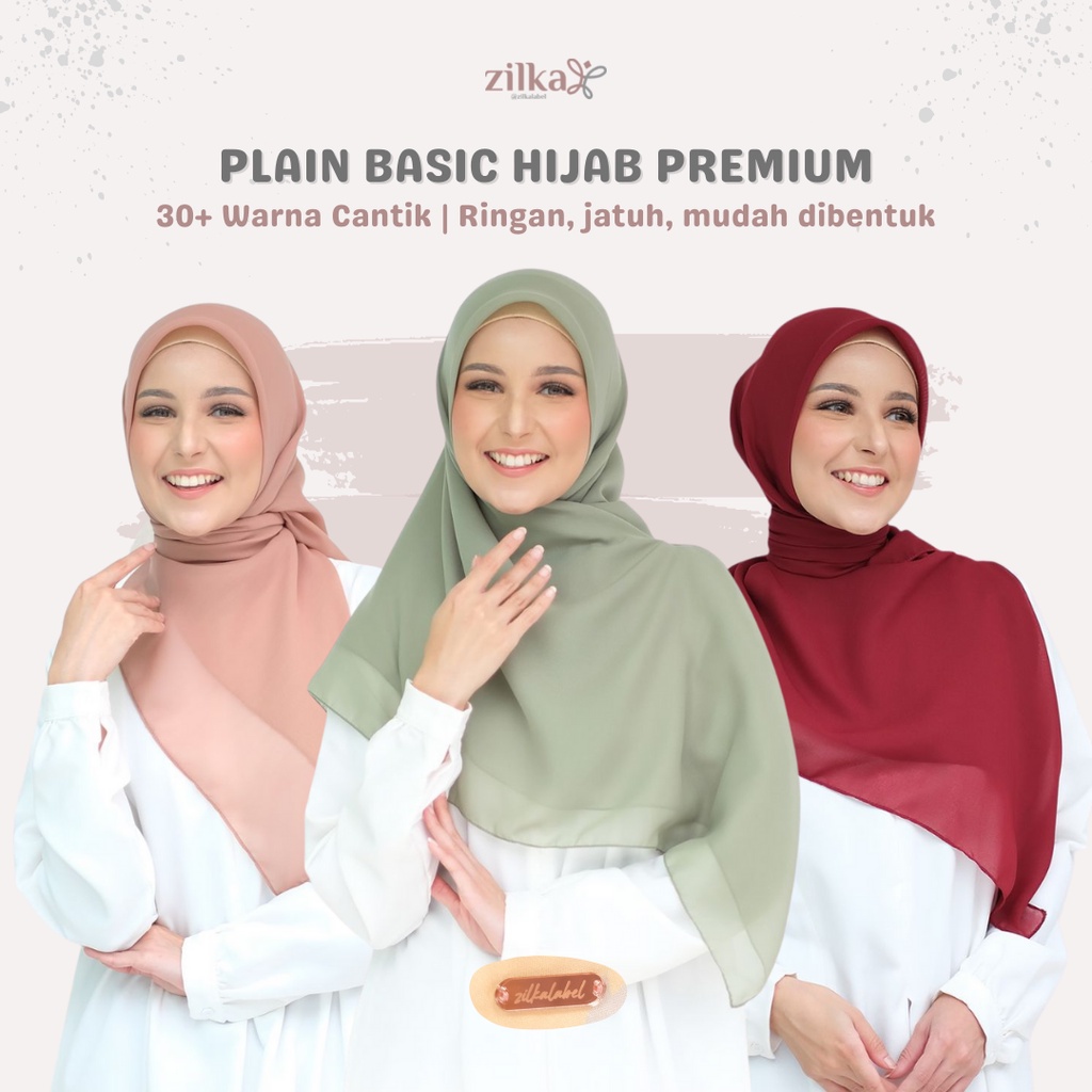 Jual PLAIN BASIC HIJAB / Bella Square Premium / Hijab Segi Empat Jahit ...