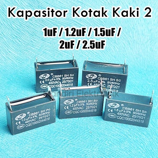 Jual Kapasitor Fan AC 1 1,2 1,5 2 2,5 Mikro CBB61 Kaki 2 Kapasitor