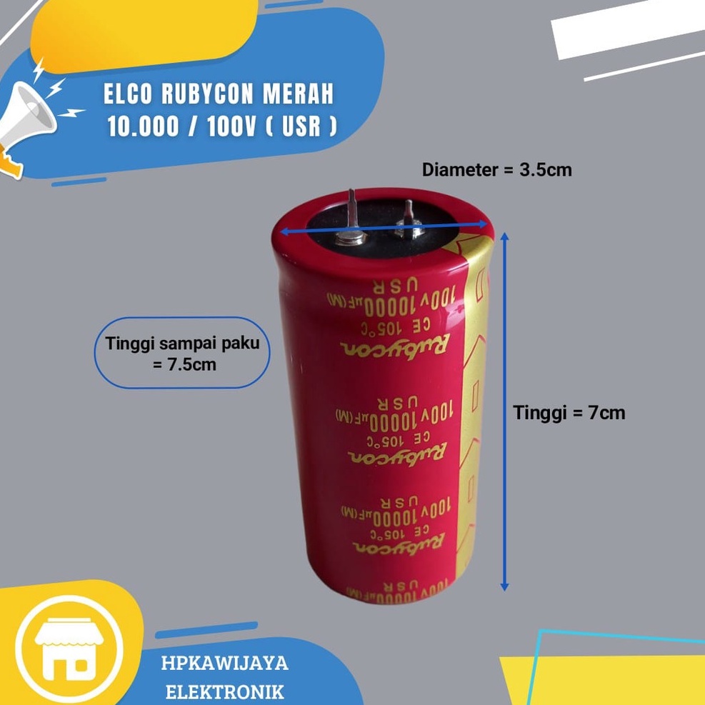 Jual ELCO ELCHO RUBYCON Merah USR 10000uF 100V elco rubycon 10000 mikro ...