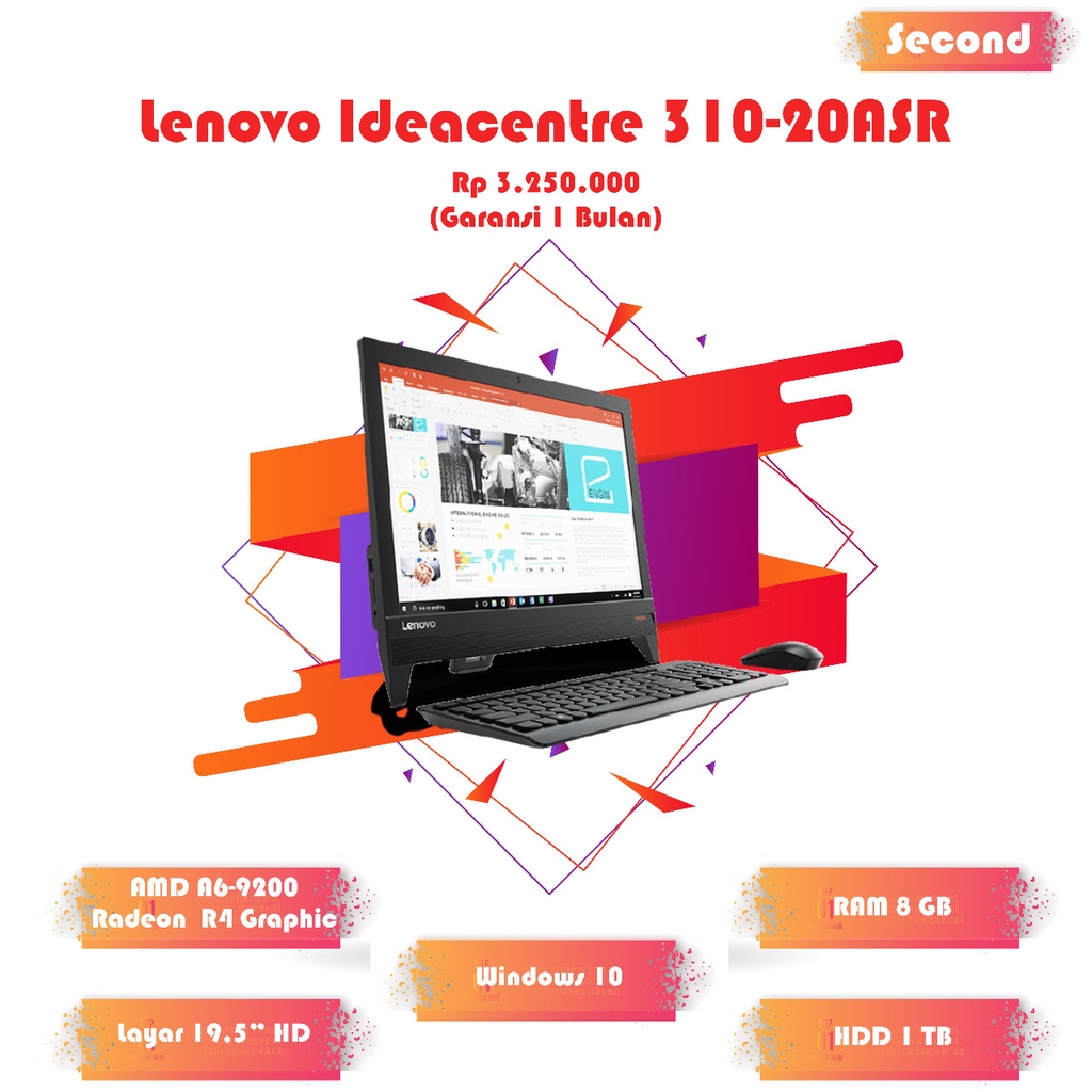 Jual PC All in One Lenovo Ideacentre 310-20ASR AMD A6-9200 with Radeon ...