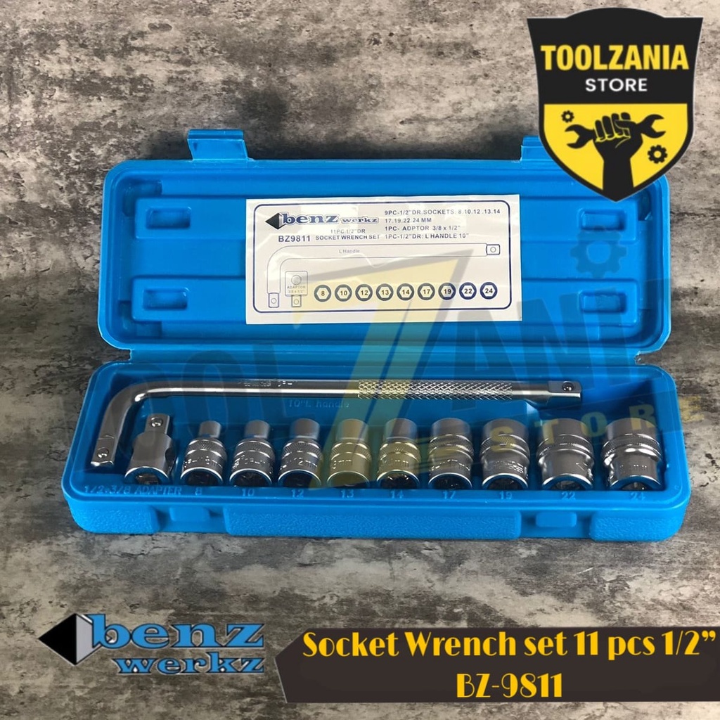 Jual Kunci socket set 11 pcs 1/2