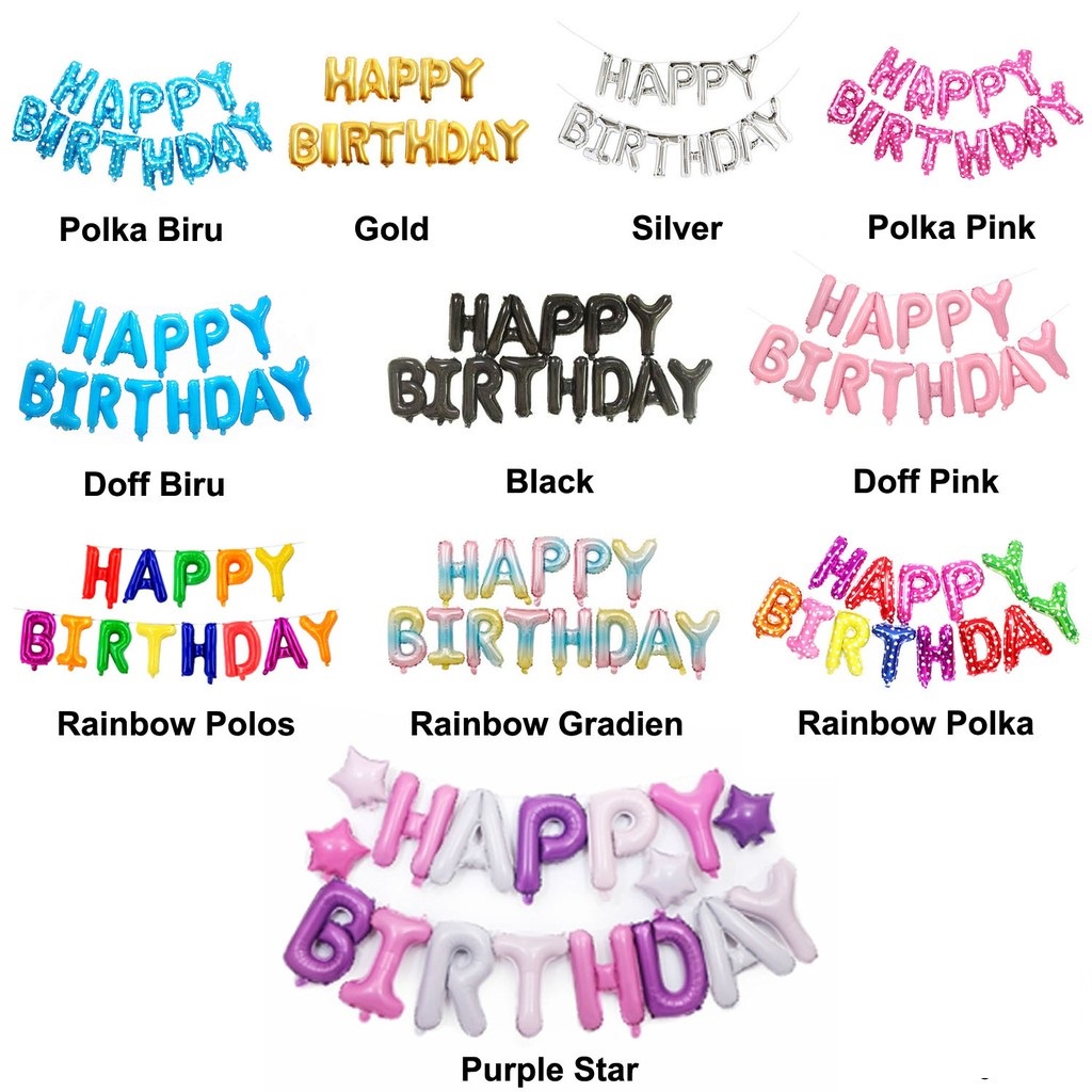 Jual Foil Happy Birthday Set / Balon Happy Birthday Set | Shopee Indonesia