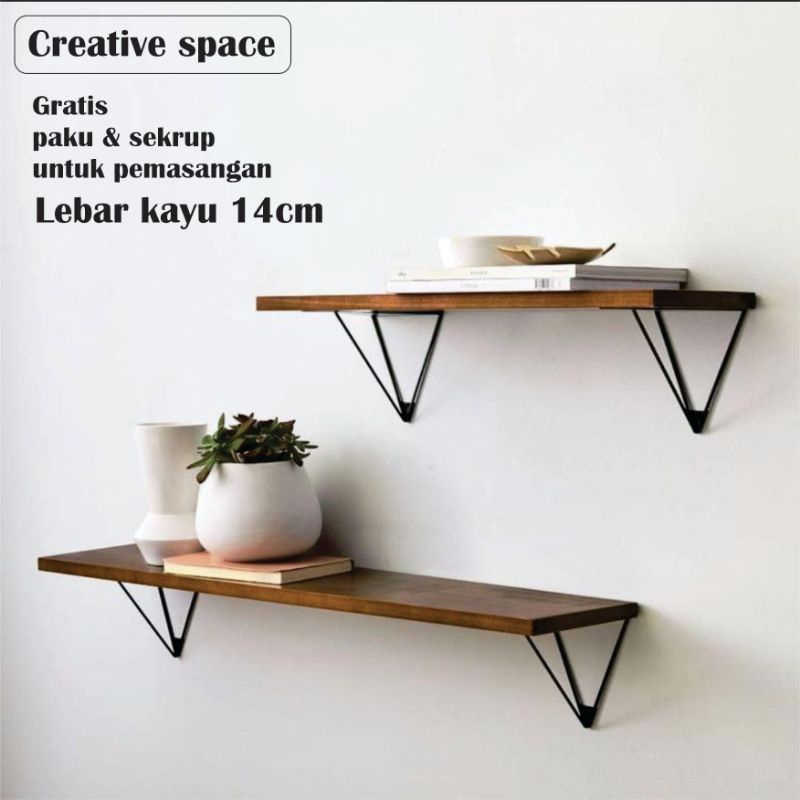 Jual Rak dinding tanpa bor, Rak ambalan tanpa bor, walldecor (sudah ...